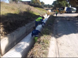 Obra hidráulica. Encauzamiento. Arreglo de las canales de riego del Guadalhorce (Málaga).